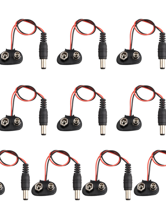 HALJIA 10Pcs 9V Battery Holder Buckle Snaps Power Cable Clip Connector 2.1mm DC Jack Plug Compatible with Arduino CCTV Electronics Vehicle