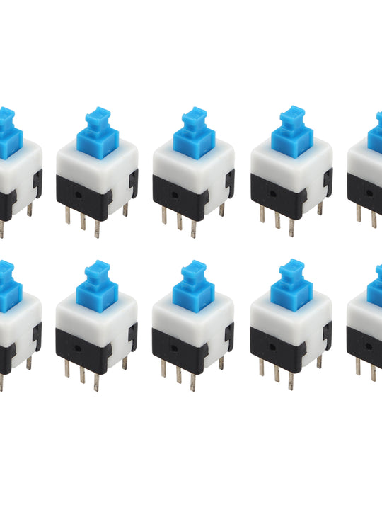 HALJIA 10pcs 6 Pin Self-Locking Switch Push Button Switches DPDT 8 x 8mm