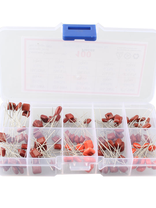 HALJIA 100PCS 10 Values 10nF ~ 470nF CBB Capacitors Polypropylene Film Assortment Kit with Plastic Assortment Box, 10nF 22nF 33nF 39nF 47nF 100nF 150nF 220nF 330nF 470nF