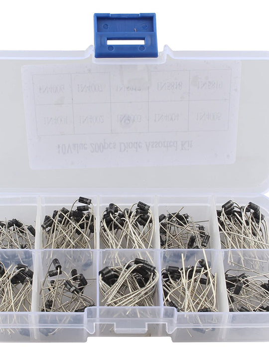 HALJIA 200Pcs 10Value Diode Assorted Kit(1N4001 1N4002 1N4003 1N4004 1N4005 1N4006 1N4007 1N5817 1N5818 1N5819)