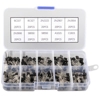 HALJIA 200PCS Transistor Kit 10 Values of NPN PNP Transistor TO-92 Power Transistor Assortment Kit, Transistors Box Pack for BC337, BC327, 2N2222, 2N2907, 2N3904, 2N3906, S8050, S8550, A1015, C1815