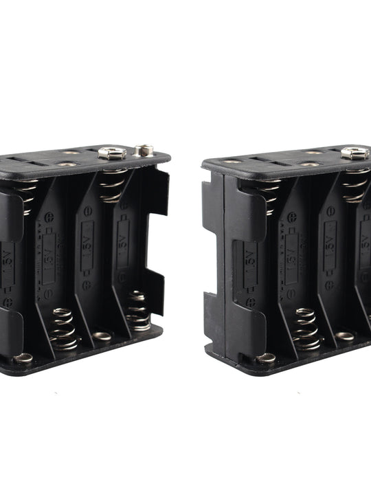 HALJIA 2PCS 12V 8 x AA Battery Holder Case, 8 x 1.5V 12V Plastic Battery Storage Box Double Deck Back to Back 8 Slots Battery Box Black