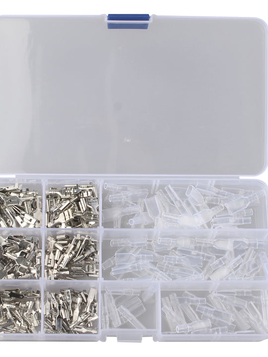 HALJIA 270PCS 2.8mm 4.8mm 6.3mm Male Female Spade Crimp Terminal Connector with Insulating Sleeve Assortment Kit