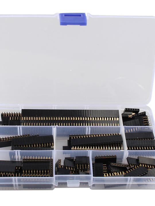 HALJIA 120pcs 2.54mm Straight Single Row Stackable Female Pin Header Strip, PCB Board Female Pin Header Socket Connector Compatible with Arduino Shield (4Pin/6Pin/8Pin/10Pin/12Pin/16Pin/20Pin/40Pin)