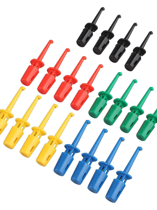 HALJIA 20PCS 5 Colors Multimeter Part Colorful Electrical Testing Hook Clip Grabber Test Probe Cable for Multimeter Wire Lead kit