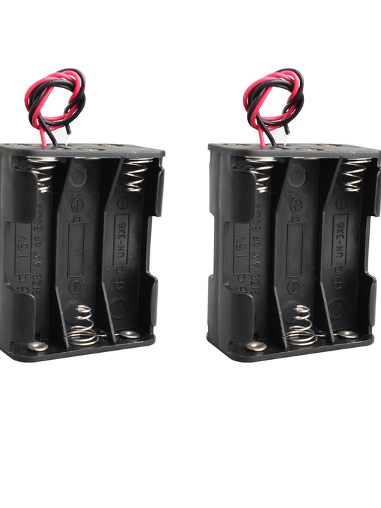 HALJIA 2Pcs 9V AA 6 x 1.5V Plastic CELL Battery Clip Slot Holder Case Battery Storage Box Double Deck/Back to Back with Wire Leads