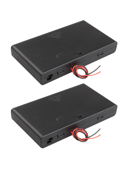 HALJIA 2Pcs 12V AA 8 x 1.5V Battery Holder Case Plastic Battery Storage Box with ON/OFF Switch Case Cover and Wire Leads