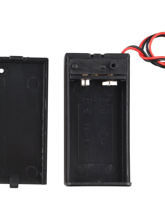 HALJIA 2Pcs 9V Battery Holder Box Case With Cover Switch On/Off Wire Lead