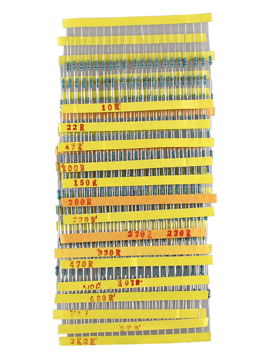 HALJIA 1/4W Ceramic Metal Film Resistors Kit Set 30 Values (10ohm - 1Mohm) x 20Pcs (600 Pcs)