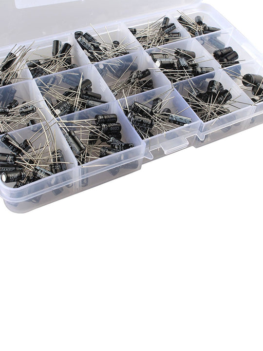 HALJIA 215Pcs 15 Values 0.1uF-330uF Mix Electrolytic Capacitor Assortment Kit with Storage Box