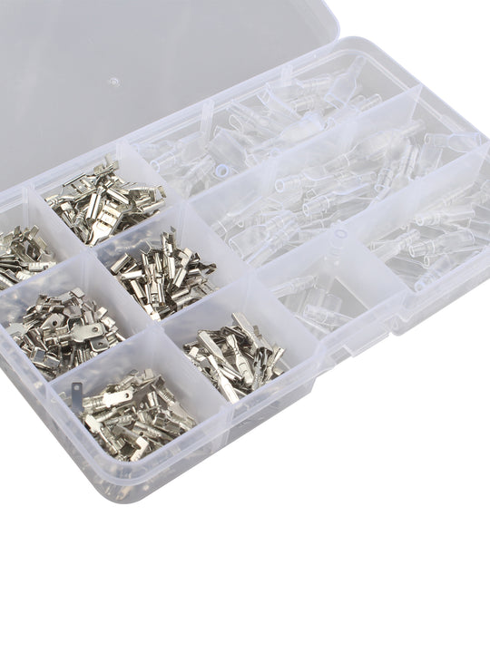 HALJIA 270PCS 2.8mm 4.8mm 6.3mm Male Female Spade Crimp Terminal Connector with Insulating Sleeve Assortment Kit