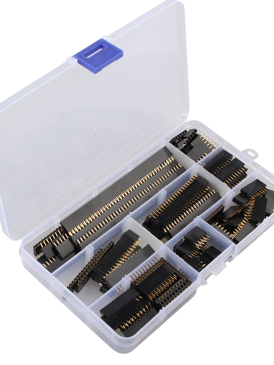 HALJIA 120pcs 2.54mm Straight Single Row Stackable Female Pin Header Strip, PCB Board Female Pin Header Socket Connector Compatible with Arduino Shield (4Pin/6Pin/8Pin/10Pin/12Pin/16Pin/20Pin/40Pin)