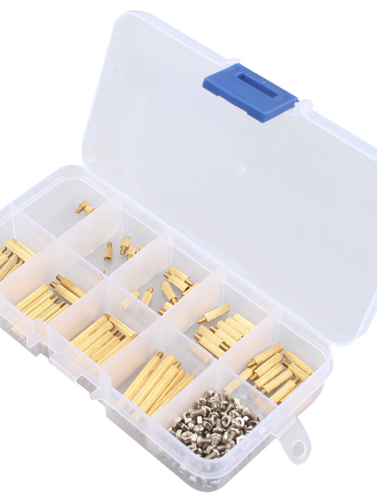 HALJIA 270pcs PCB M2 Male to Female Threaded Brass Spacer Standoffs Screw Nut Assortment Set