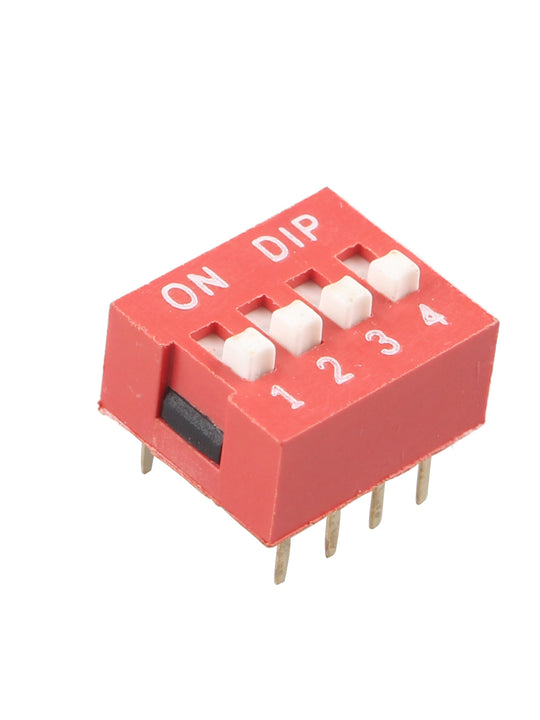 HALJIA 10Pcs Slide Type Switch Module 2.54mm 4-Bit 4 Position Way DIP Red Pitch