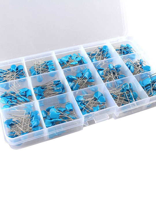 HALJIA 15 Value 300 Pcs High Voltage Ceramic Capacitors Assortment Assorted Kit Box