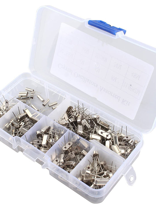 HALJIA 200PCS 10Value 32.768KHz ~ 48MHz DIY Quartz Crystal Oscillator Assorted Kit Set Assortment with Plastic Box